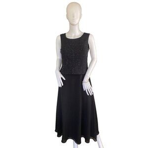 Vintage 80's R&M Richards Karen Kwong Women's Black Beaded Gown Petite 6